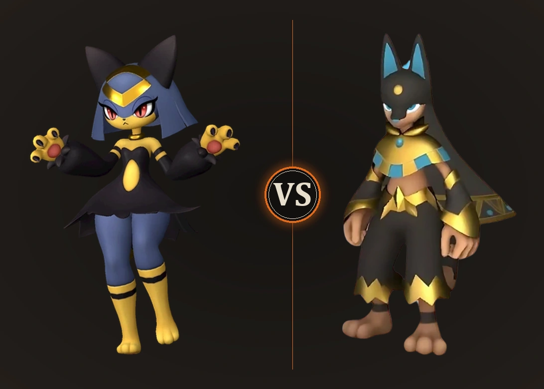 Anubis and Sekhmet facing off with a VS in the middle
